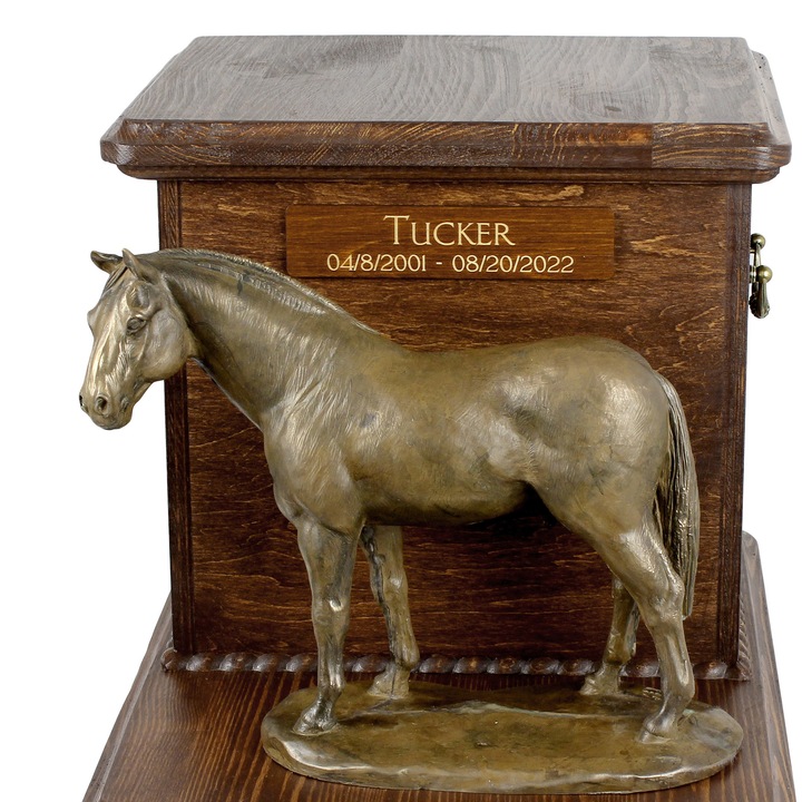 Urna pentru cal cu statueta, Art-Dog, 30x26x28cm, lemn de mesteacan