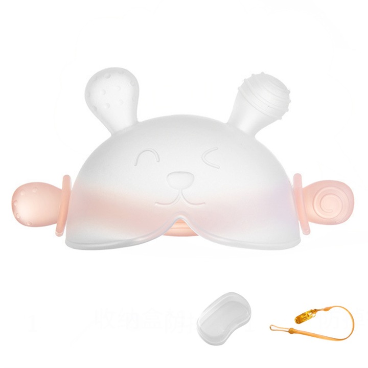 Rágóka, rózsaszín, 10.5x5.5cm, szilikon, 3+ hónapos kortól