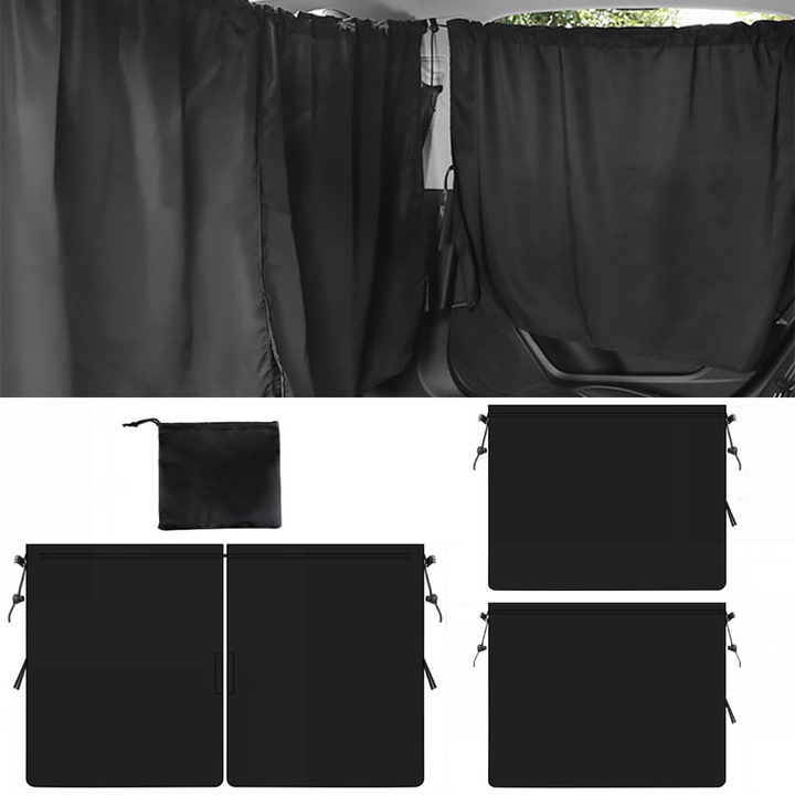 Комплект автомобилни завеси Autocise, 140x80см и 85x65см, черни, 3 части