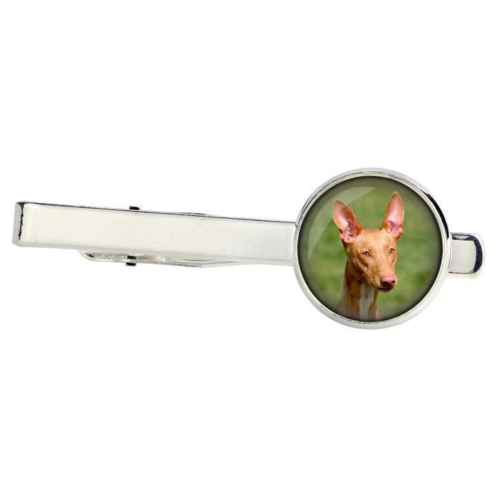 Személyre szabott nyakkendőtű, Art-Dog, kutyakép, ezüst fém, 16mm x 54mm
