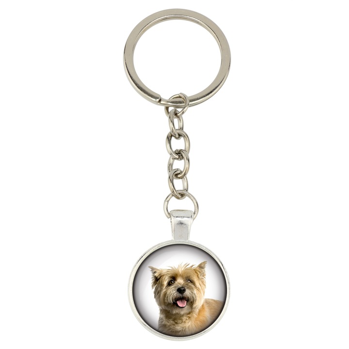 Személyre szabott kulcstartó, Art-Dog, Cairn Terrier, ezüst fém, 10x2.5cm