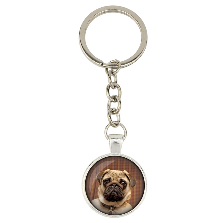 Személyre szabott kulcstartó, Art-Dog, 10cm, 25mm, fém, ezüst