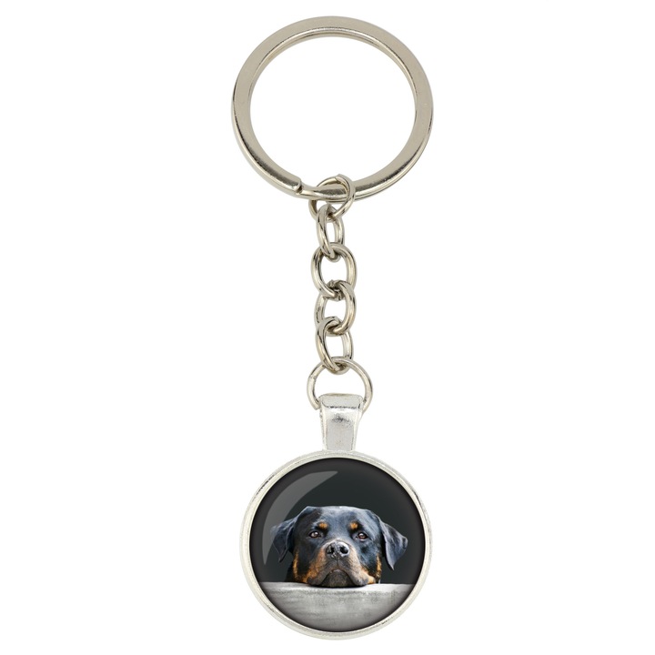 Személyre szabott kulcstartó, Art-Dog, Rottweiler, fém, 10x2,5cm
