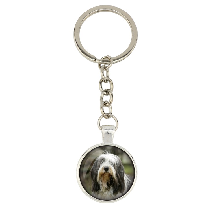 Egyedi kulcstartó, Art-Dog, 10cm, 25mm, ezüst fém, akril