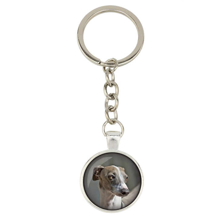 Személyre szabott kulcstartó, Art-Dog, 10cm, 25mm, ezüst színű fém, akril