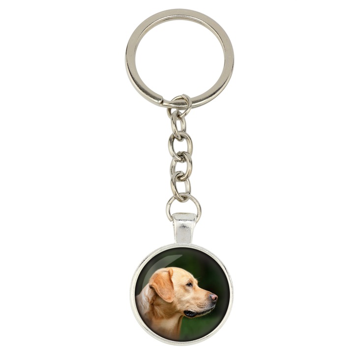 Személyre szabott kulcstartó, Art-Dog, Labrador Retriever, ezüst színű fém, 10x2.5cm