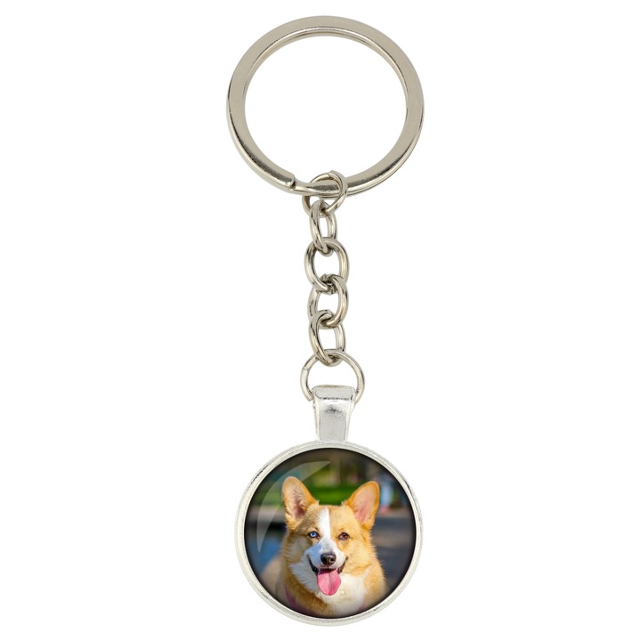 Kulcstartó személyre szabott képpel, Art-Dog, ezüst fém, 10x2.5cm