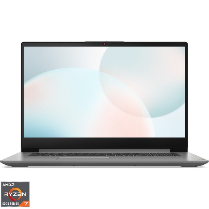 Laptop LENOVO IdeaPad 3 17ABA7, AMD Ryzen 7 5825U pana la 4.5GHz, 17.3" HD+, 24GB DDR4, SSD 2 TB, AMD Radeon Graphics, no OS, Arctic Grey