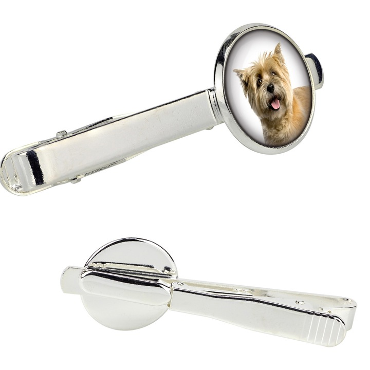 Személyre szabott nyakkendőtű, Art-Dog, Cairn Terrier, ezüst fém, 16mm x 54mm, ajándékdobozban