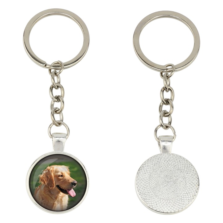 Breloc cu fotografie personalizata, Art-Dog, metal argintiu, 10cm x 2.5cm, set cadou