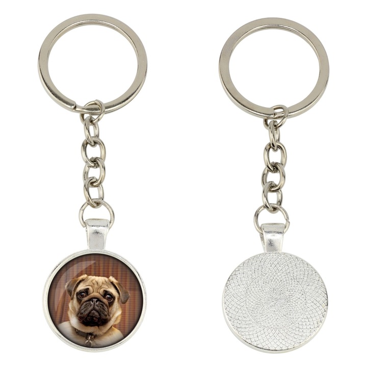 Személyre szabott fényképes kulcstartó, Art-Dog, 10cm, ezüst színű fém, díszdobozban
