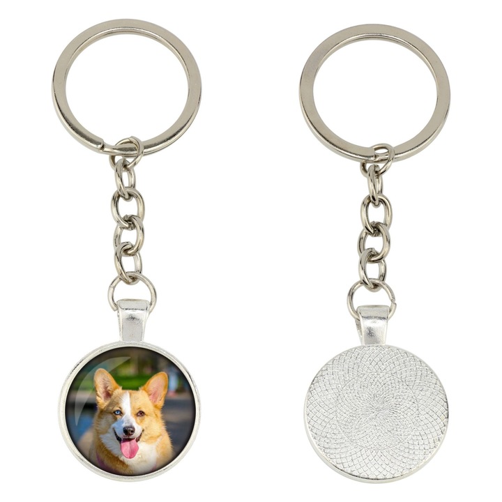 Személyre szabott fényképes kulcstartó, Art-Dog, 10cm, ezüst színű fém, ajándékdobozban