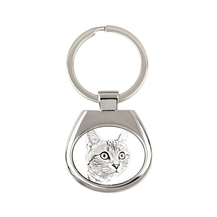 Macskás kulcstartó, Art-Dog, személyre szabható, fém, 3,4x3,7cm