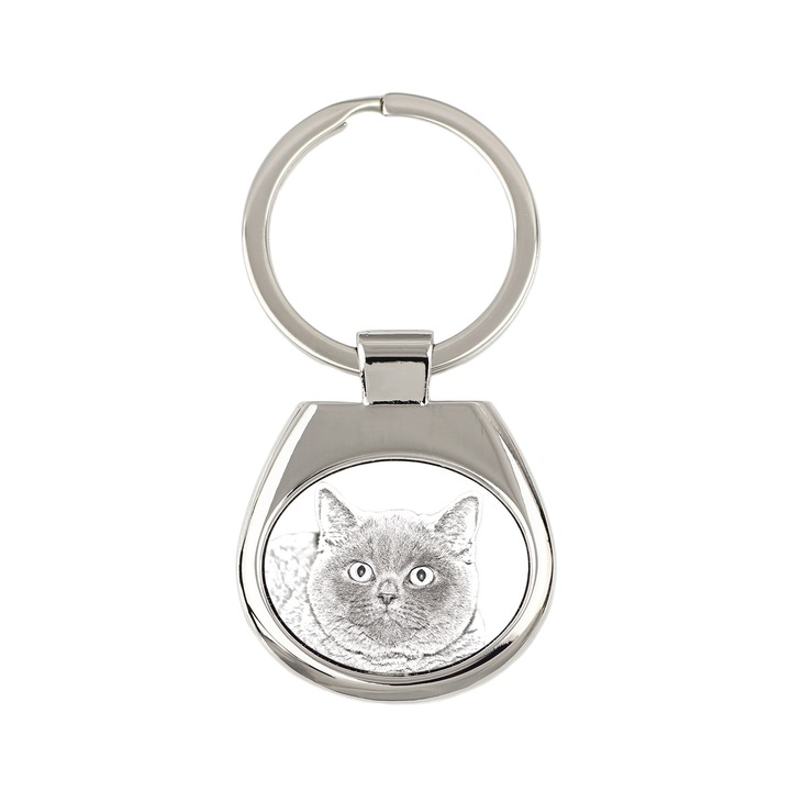 Macskás kulcstartó, Art-Dog, személyre szabható, fém, 3,4x3,7cm, 6,7cm hosszúság