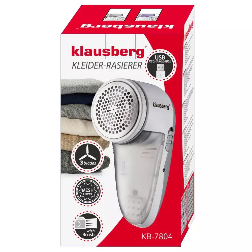 Aparat petru scame de haine, alimentat cu acumulator, alb/gri, Klausberg