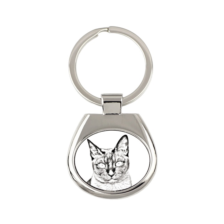 Macskás kulcstartó, Art-Dog, testreszabható, fém, 3,4x3,7cm, 6,7cm