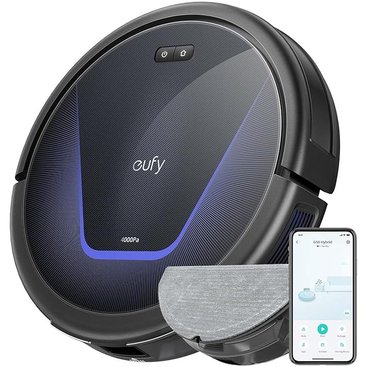 Eufy G50 Hybrid – Aspirator robot cu functie de mop si putere de aspirare de 4.000Pa, navigatie dinamica, ideal pentru parul de animale
