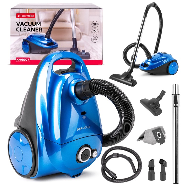 Aspirator cu Fir KAMILLE, cu Sac, Puterea 700W, Accesorii, Filtru Hepa