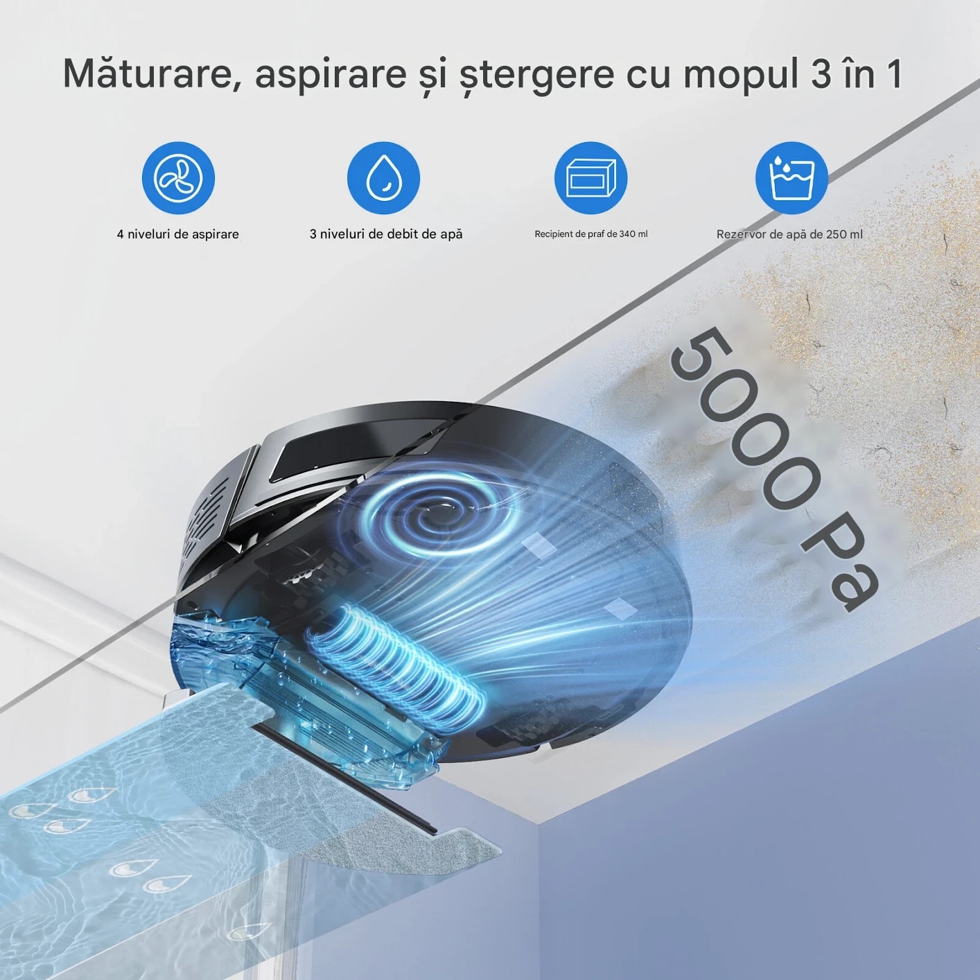 Aspirator robot Lubluelu L15 cu navigare laser si functie de mop 5000Pa