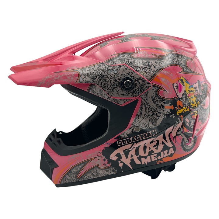 Casca cross/atv copii Mejia, greutate 0,950 kg, roz, marime XS