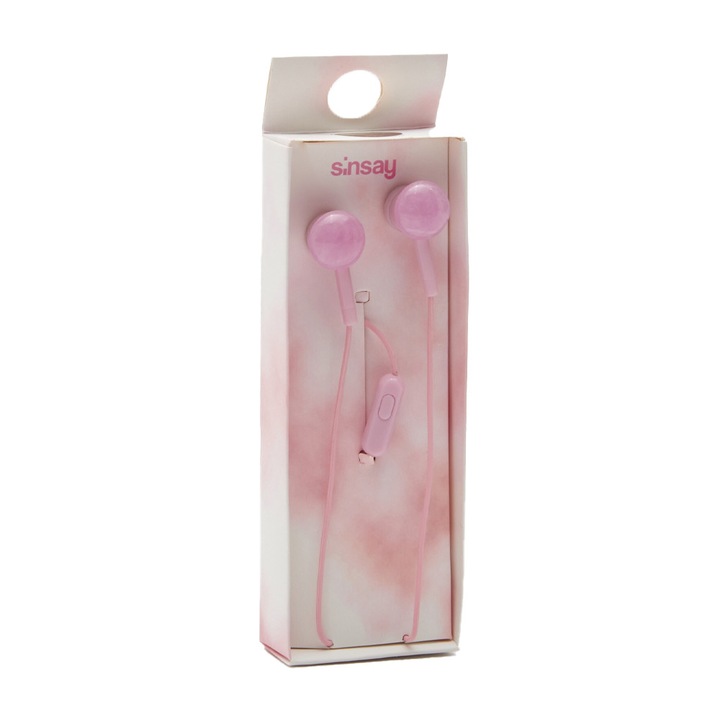 Căști audio Sinsay ZA655‑30X 2026505 16121-23, In‑Ear, Jack de 3.5mm, 108 dB, 1.2 m, Roz