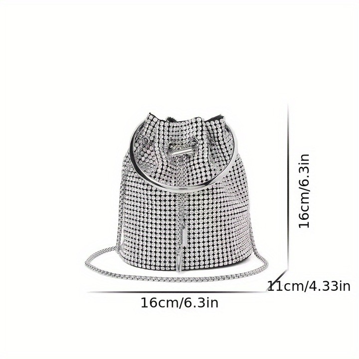 Geanta de seara pentru femei, model Crossbody, argintie, din nylon