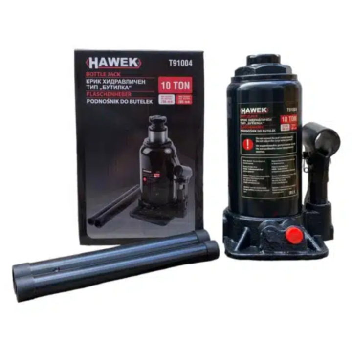Cric hidraulic HAWEK T91004, tip butelie, 10 t, înălțime 200x385mm