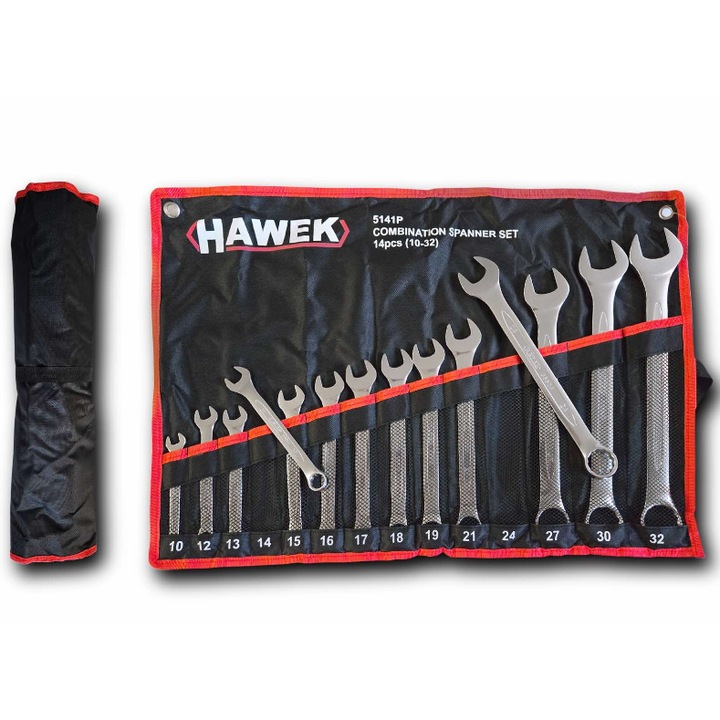 Професионален комплект звездогаечни ключове HAWEK 14части (10-32мм)