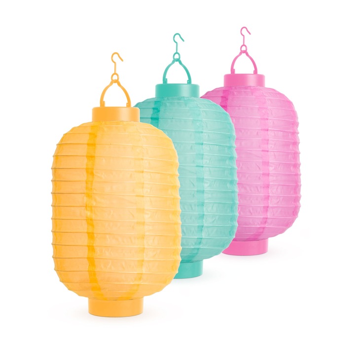 Napelemes lampion 3 színű LED-del, hideg fehér 21 cm