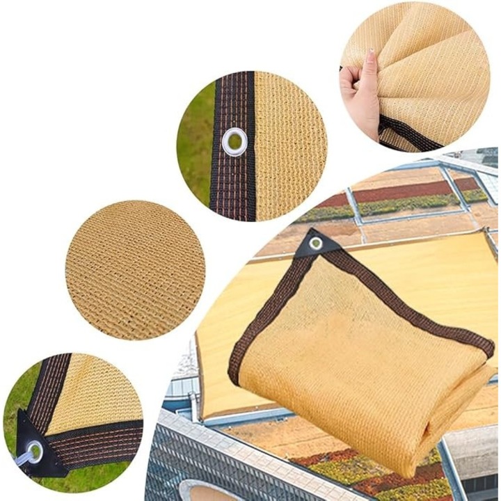 Téglalap alakú árnyékoló háló, méret 2x3 m, UV védelem 95%, légáteresztő, barna