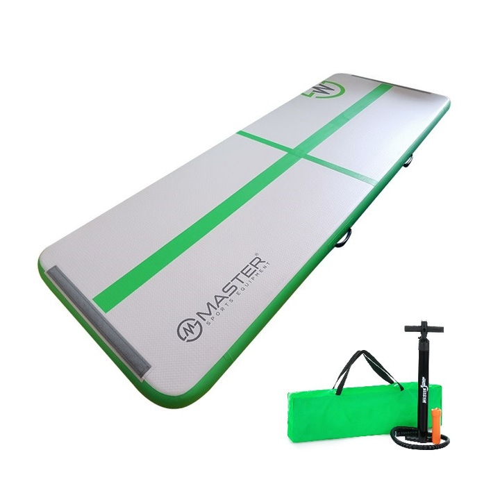 Saltea antrenament MASTER 300x100x10cm, verde, pentru gimnastica si parkour