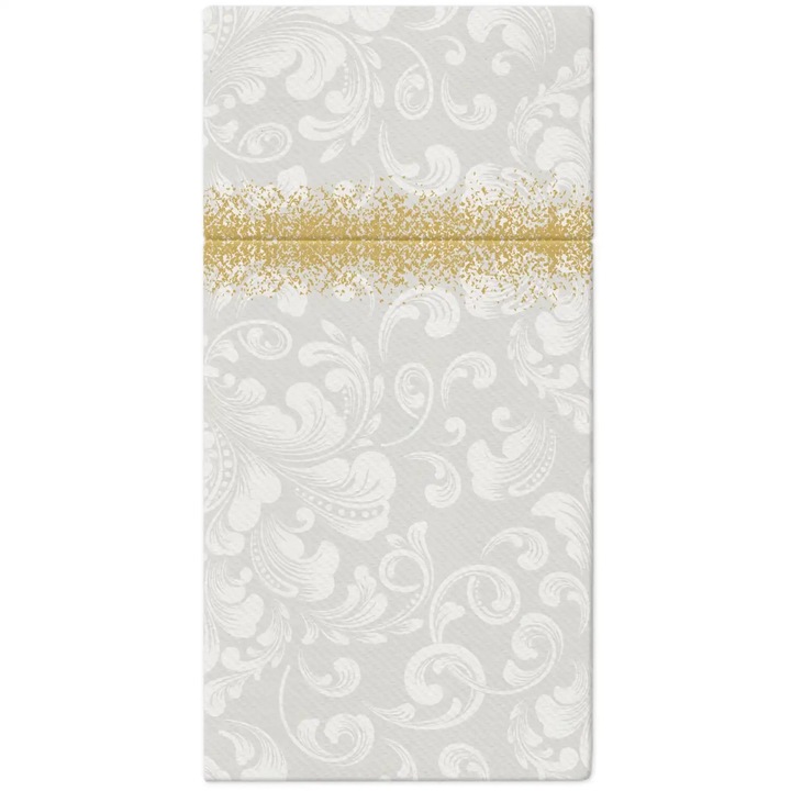 Pungi pentru servetele si tacamuri, Paun, Rococo, 40 cm x 40 cm, 25 buc., biodegradabile, material depus cu aer, ambalaje alimentare, hartie
