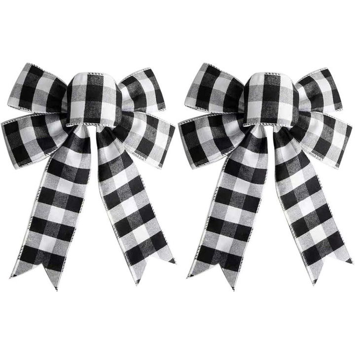 Set 6 funde decor Craciun HERUSI model carouri alb-negru 19x25cm