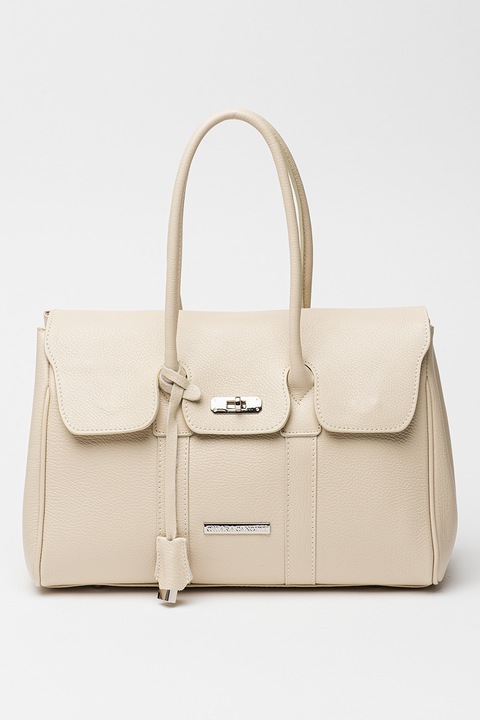 Chiara Canotti, Fedőlapos tote fazonú bőrtáska, Krémszín