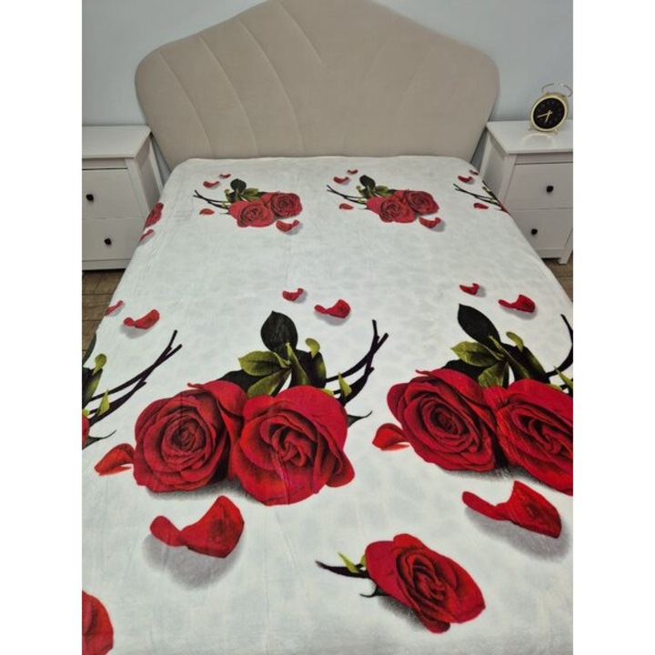 Patura Cocolino Premium din Microfibra Plusata 200x230cm, pentru Pat Dublu Culoare, Alb