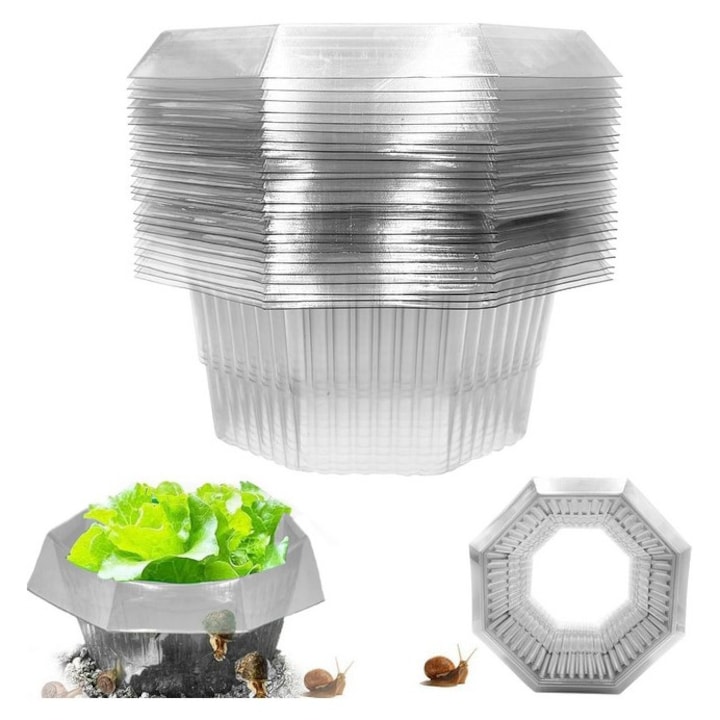 Set 20 de gulere protectie anti-melc, din plastic pentru salata, varza si plante de gradina, Ruibinlee