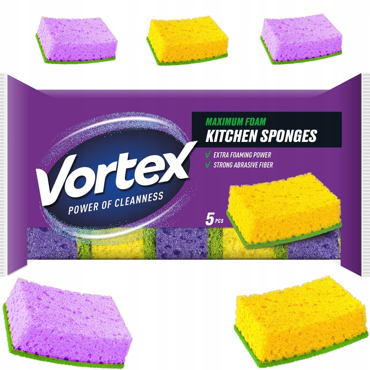 Set bureti de bucatarie VORTEX, 5 bucati, violet si galben, 9x7x4cm