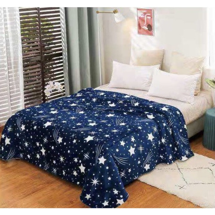 Patură Cocolino Premium Microfibra Plusată, 200x230cm, Albastru, Caldă și Respirabilă