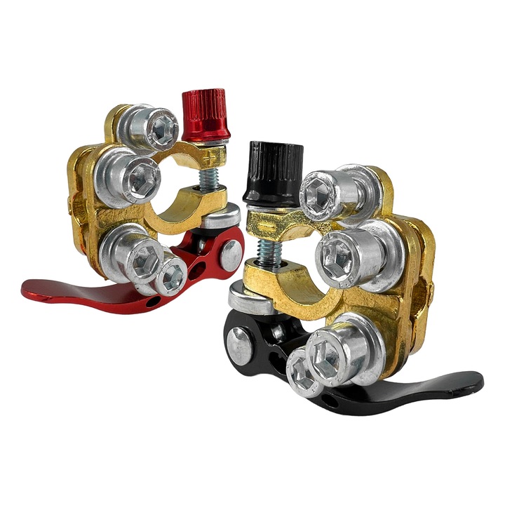 Borne baterie auto cu eliberare rapida, 4 terminale, cupru, 2 buc, Roll Fast