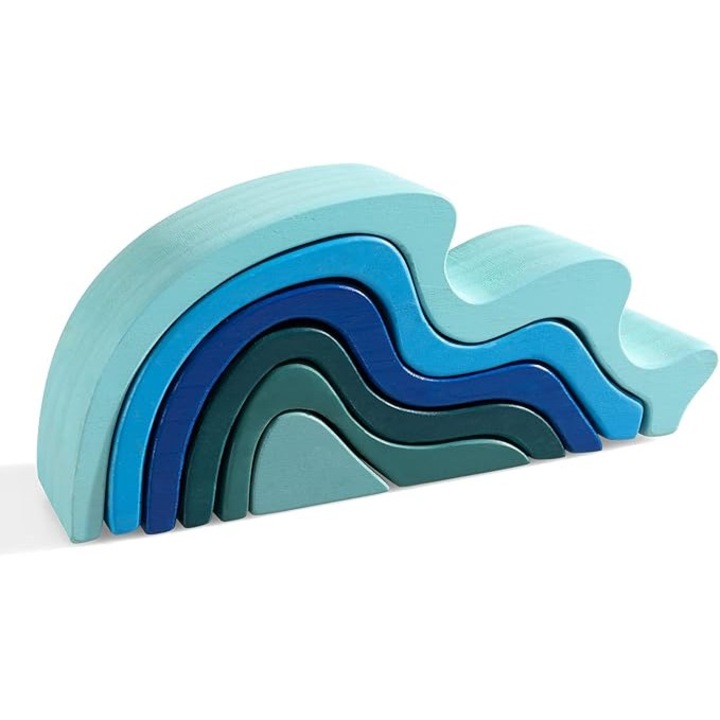 Комплект Играчки за сортиране, от дърво, Водни елементи, 5 форми, 30x15x5см