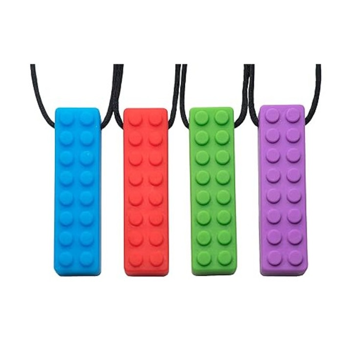 Szilikon szenzoros nyaklánc szett, 4 darabos, nem mérgező, gyermekek és felnőttek számára, nyugtató színekben