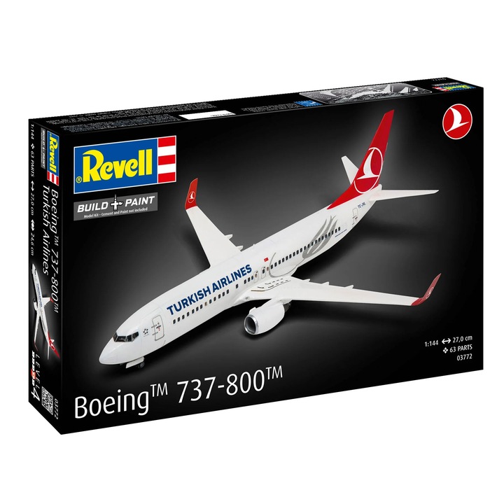 Сглобяем модел, Revell, Самолет Боинг 737-800 Турски авиолинии, 63 части