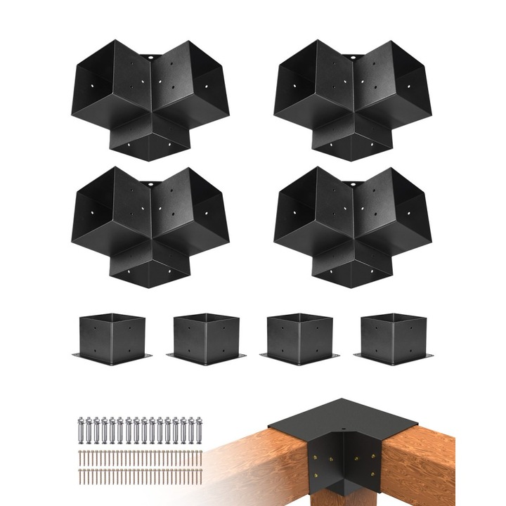 Suport Pergola Interior, Dimensiuni 14x14 cm, 4 bucati, Include 4 Baze, Dimensiuni 13.97x13.97 cm