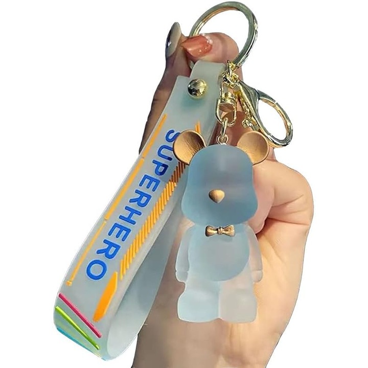 Rajzfilm mackó kulcstartó, gyanta anyag, könnyű, dekoratív, 39g