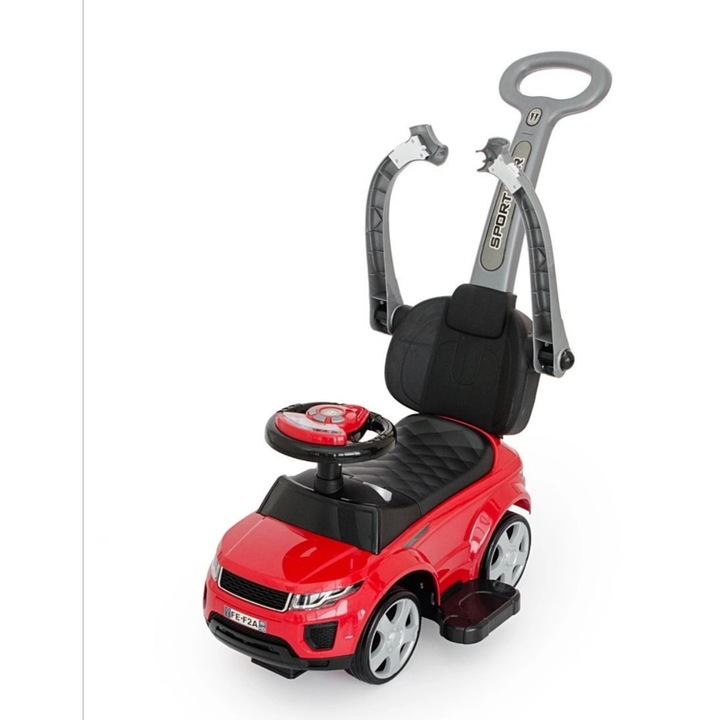 Mamido Egyensúlyozó kerékpár Sportautó irányító rúddal 3 az 1-ben, GUMI kerekekkel, piros