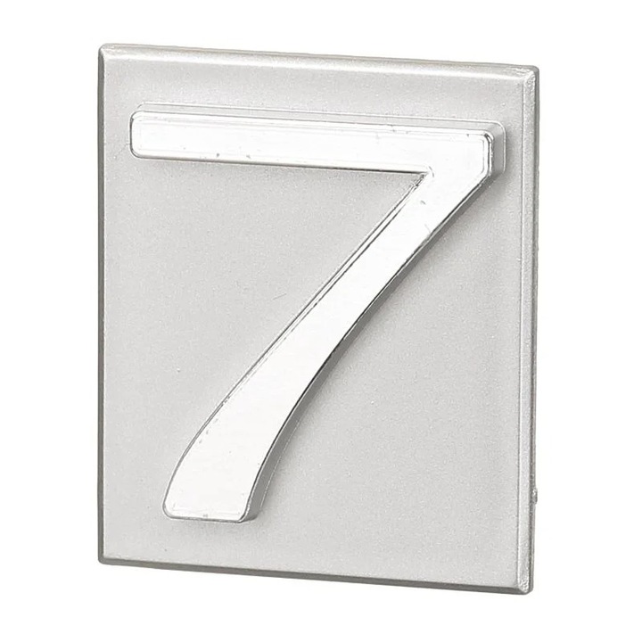 Numar Casa Cifra 7 Autoadeziv PVC 40x47mm Argintiu Pentru Usa Poarta Shopiens®