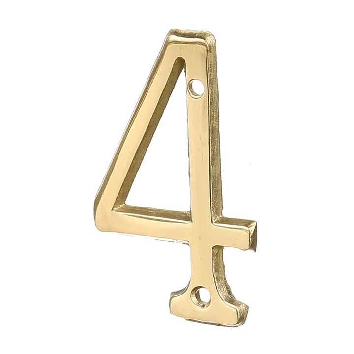 Numar Casa Cifra 4 Poarta Usa Cu Insurubare Alama 50x35 mm Auriu Antichizat Shopiens®