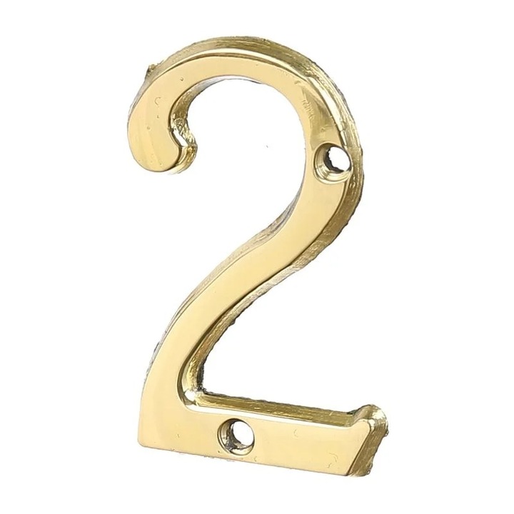 Numar Casa Cifra 2 Poarta Usa Cu Insurubare Alama 50x35 mm Auriu Antichizat Shopiens®