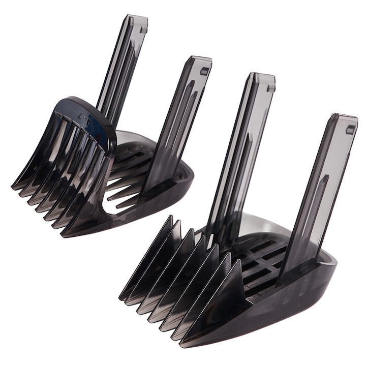 Acest set de piepteni ghidati pentru masina de tuns, format din doua piese (1-7 mm + 7-24 mm), este reutilizabil, durabil si compatibil cu Philips HC9450, HC9490, HC7460, HC9452 si alte modele