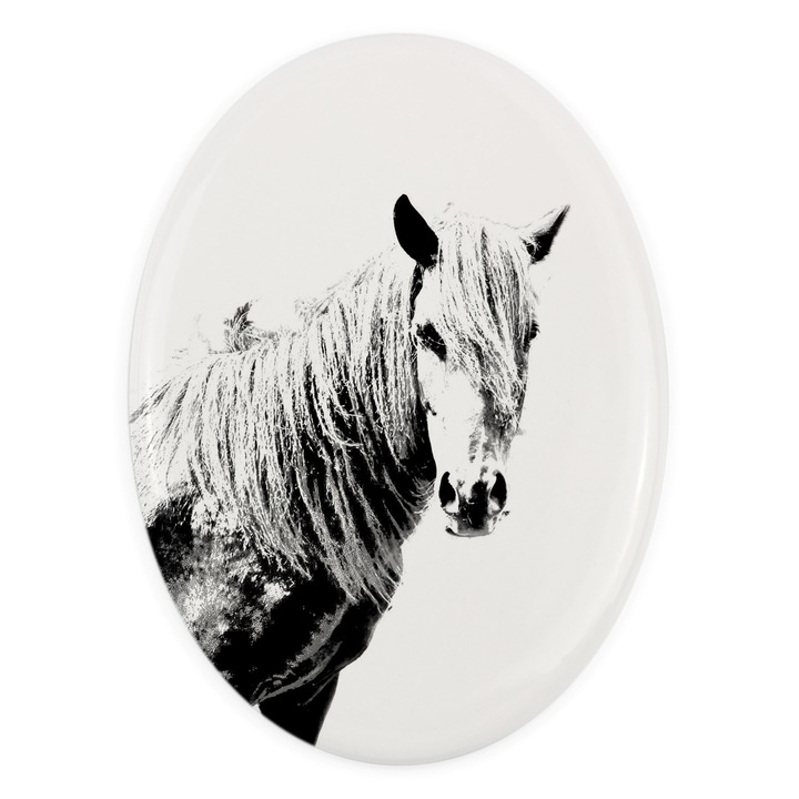 Placa ceramica personalizata, Art-Dog, cu fotografie, 10,5x7,5cm, ovala, pentru amintirea animalului de companie